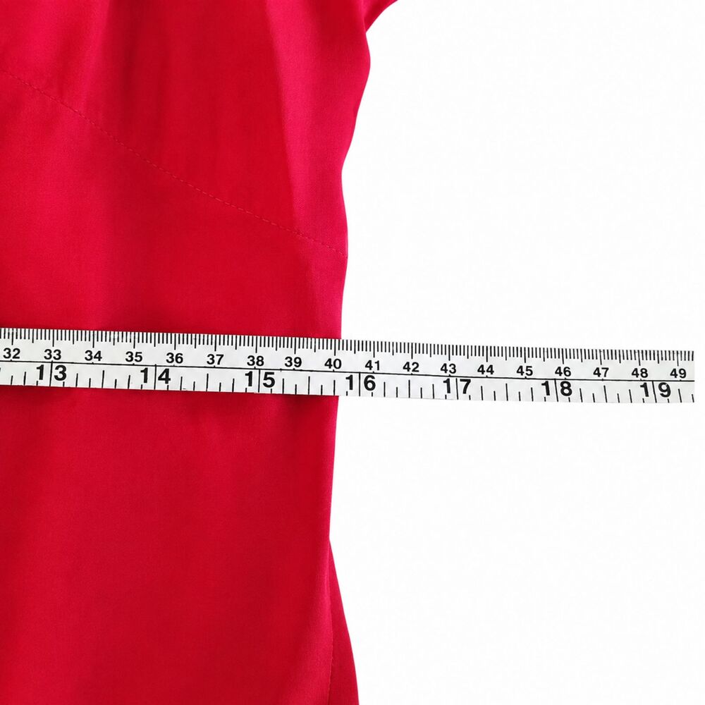 Vintage Bloomingdale Womens Silk Red Drape Short Sleeves Dress Size 12 - Picture 6 of 8